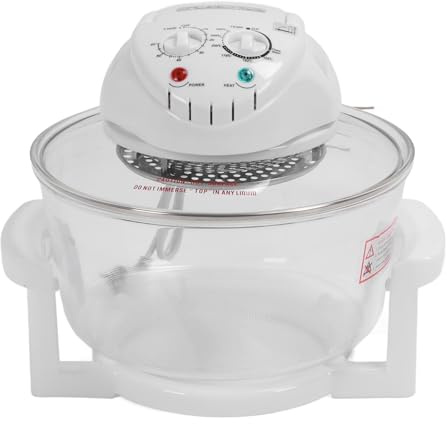Freidora de Aire de Vidrio, Freidora de Alimentos sin Aceite Visible de 360 ​​grados, Freidora Eléctrica de 12 L con Función de Descongelación, 1200-1400 W, Temperatura de