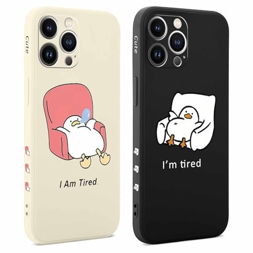 Coiwxmoi 2 Pièces Coque pour iPhone 13 Pro Max 6,7 Pouces, Étui de Protection avec Aesthetic Design Motif, Antichoc Silicone TPU Anti-Rayures Housse Etui Bumper Cover pour iPhone 13 Pro Max, Canard