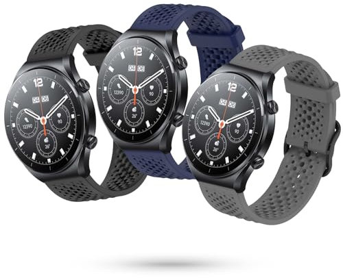CHULN 3 Pezzi Cinturino per Xiaomi Mi Watch/S1 Pro/S1 Active/S2/S3/2 Pro, 22mm Sportiva Silicone Ricambio per Smart Watch