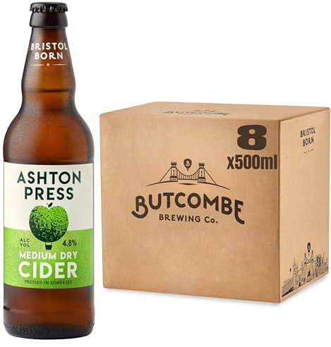 Butcombe Brewery, Ashton Press Cider Bottles, Vegan Friendly, Fresh and Fruity, with a Robust Apple Taste, 8 x 500ml