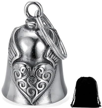 HEYOMI Guardian Bell Clochette Moto Ange Gardien en Acier Inoxydable, Porte-clés Béni pour La Paix et La Sécurité,pour Moto Cyclisme, Vélos,etc.