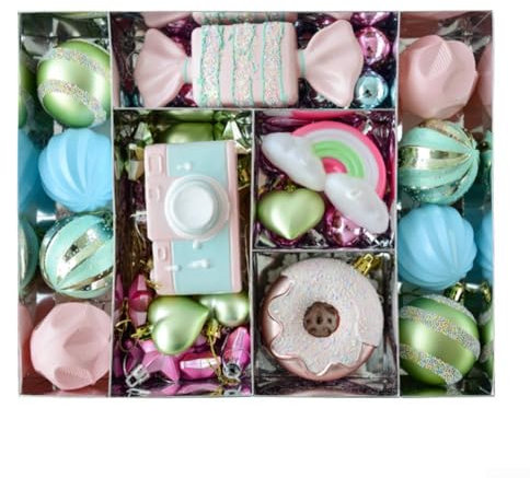 58 bunte Weihnachtskugel-Ornamente, stabiles Design für festliche Baumdekoration