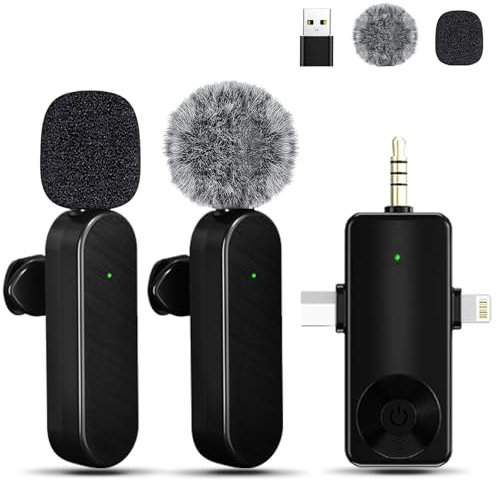 Tearstone Wireless Lavailer Microphone for iPhone, Android, Camera, Professional Wireless Mini Microphone, 4 in 1 Condenser Lapel Mic for Interview Video Podcast Vlog YouTube ASMR TikTok (2 Pcs)
