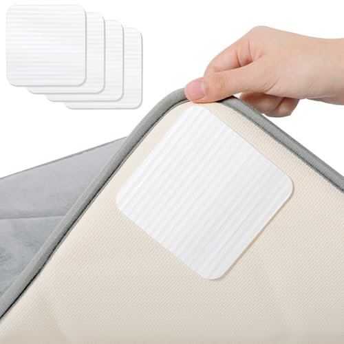 Cozary Antiscivolo per Tappeti 10 X 10 cm, Lavabile Tappeto Antiscivolo, Tappetino Antiscivolo Incisibile, Sottotappeto Antiscivolo (4, Bianco)
