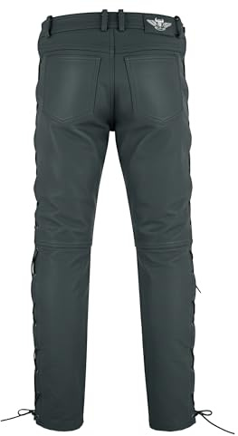 Radmasters Herren Lederhose lederjeans bikerjeans Jeans Hose aus Echtleder seitlich geschnürt