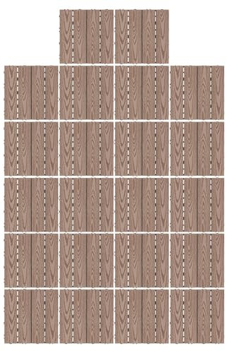 vinnyooc 22 Pièces Caillebotis Exterieur, Carré Tapis Bois, Planchers Bois Plastique, Revêtement de Sol Extérieur pour Jardins Terrasses