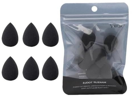 6Pcs Black Mini Makeup Sponge,Small Beauty Sponge Blender Set for Foundation, Powder, Concealer Highlight,and Eye Shadow,Blenders Sponges Makeup Tools