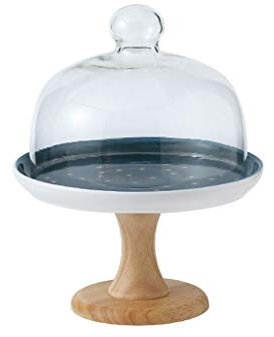 MYXJX Supporto per Torte, Tortiera in Ceramica con Stella, Coperchio Alto in Vetro, Vassoio da Esposizione for Dessert, Vassoio for Torta