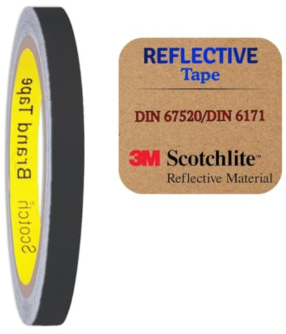 Nastro catarifrangente, nastro riflettente di sicurezza, impermeabile, con pellicola riflettente 3M 680E (5 mm x 10 m nero)