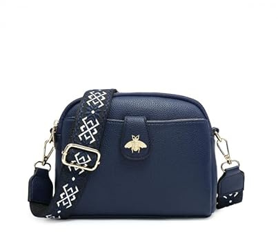 JFY Women's Bee Badge And Canvas Strap Cross Body Bag