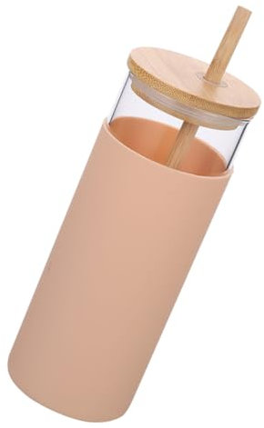 Alipis Vaso De Agua Portátil Grande Recipiente De Vidrio Transparente Con Pajita Resistente Al Calor Para Exteriores y Deportes