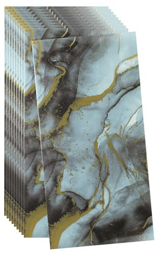 sourcing map 10pcs Peel and Stick Wall Panels 23.6 x 11.8 Skin Feel Brick Wallpapers (19.4 Sq. Ft. / 1.8 Sq.m. Coverage) Marble Tiles Adhesive Backsplash, Light Blue White