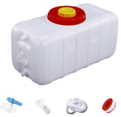 Fenteer Réservoir d'eau Conteneur à Boissons Bidon de Stockage Seau Porte-Eau en Matériau PP Solide avec Grande Ouverture Approprié pour Le Camping et La Ran, Couvercle Double, 100L