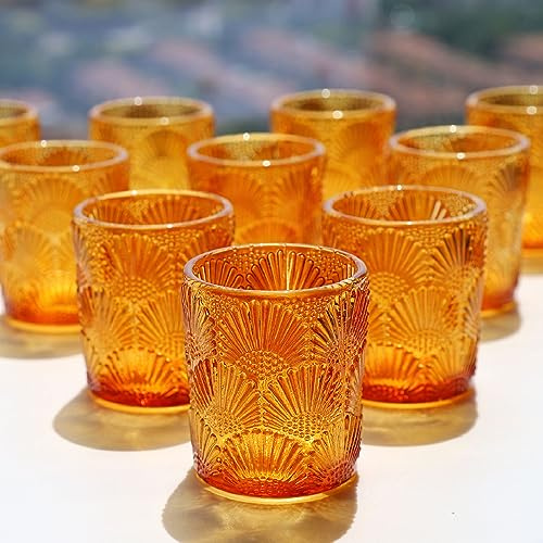 Lot de 12 photophores ambrés en vrac pour décoration d'automne, photophores en verre