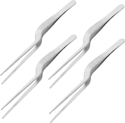 BAZEITFLOW Pinzas Curvas para Limpiar Cerumen, 4 Piezas de Acero Inoxidable, Portátiles y Fáciles de Limpiar, para Uso en Casa y Spa
