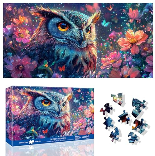 Ginfonr Puzzle 1000 Teile 《Night Hunter 》 Puzzle Erwachsene Herausforderndes Rätsel,Puzzlespiele Für Die Ganze Familie, EIN Festliches Geschenk Für Freunde in Einer Schönen Verpackung Tier