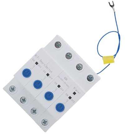 YDuupxe 4P Smart Circuit Breaker Fernbedienung, Kupfer-WLAN-Schalter, 63A Energieüberwachung, Ideal für Haushaltsgeräte