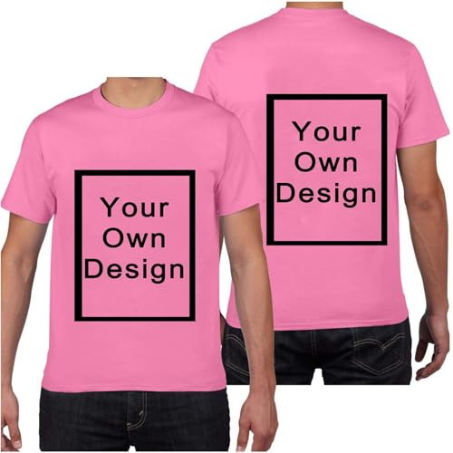Custom Tshirt for Men/Women Personalised T Shirt Printed Vintage T-Shirt with Photo Text Front & Back Print Your Own T-Shirts Customised Tee Shirt for Mothers Day, Birthdays Pink XL