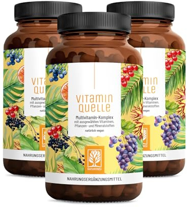 NATURTREU® All in One Multivitamin & Mineralien Komplex, 270 Kapseln | 35 wertvolle A-Z Vitamine und Mineralstoffe - Multi Vitamin Kapseln hochdosiert - Vegan und ohne unnötige Zusatzstoffe