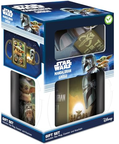 THE MANDALORIAN AND GROGU (BOUNTY HUNTERS) MUG COASTER KEYCHAIN GIFT SET