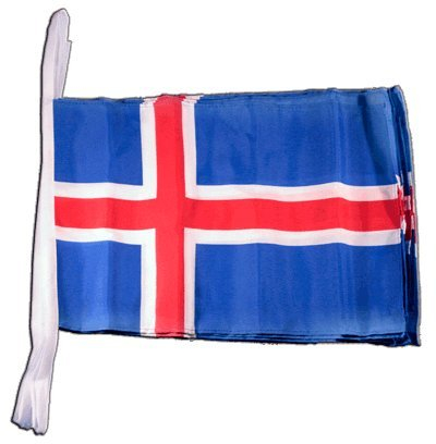 Fahnenkette Flaggen Island 30x45cm, Länge 9 m