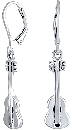 Musiker Akustikgitarre Rockstar Musikliebhaber Instrument Hebel Zurück Baumeln Ohrringe Für Frauen Jugendliche .925 Sterling Silber