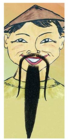 Chinesenbart de Luxe, schwarz Fasching