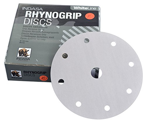50 Stück Exzenter Schleifscheiben 9-Loch Ø 150 mm - WHITE LINE - Korn 500 - Schleifscheiben 150 Klett - 50 Stk. Schleifpapier Wabrasive - Geeignet für den Exzenterschleifer - Schleifmittel resistent gegen Zusetzen