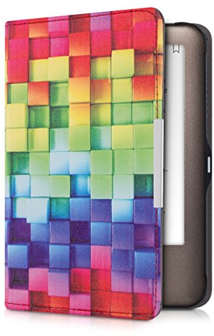 kwmobile Klapphülle kompatibel mit Tolino Shine (2013) Hülle - eReader Case - Regenbogen Würfel Mehrfarbig Grün Blau