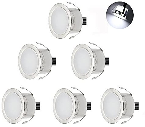 CHNXU 6er Set LED Einbaustrahler Kaltes Weiß Bodeneinbaustrahler 12V Ø30mm Deckenspots 0,6W 9LM Terrassenbeleuchtung Außen IP67 Wasserdichte LED Bodenleuchten Treppen Beleuchtung