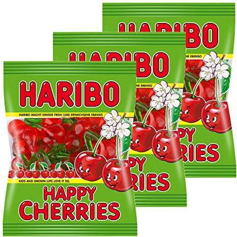 Haribo Happy Cherries, 3er Pack, Gummibärchen, Weingummi, Fruchtgummi, Im Beutel, Tüte