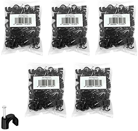 Nagelschelle 12mm 500x Kabelschelle schwarz allzweck Nagelschellen Rundschelle Kabelbefestigung Kabel Befestigung Nagel universal 12 mm ARLI 500 Stück