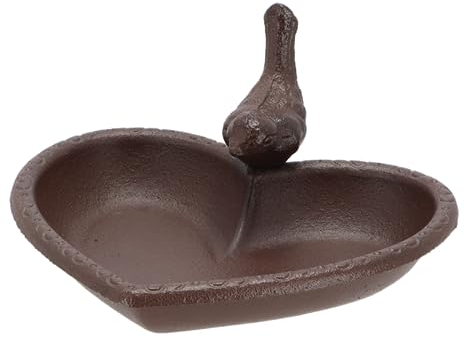 linoows Blumentopf Untersatz, Vogeltränke, Futterschale, Vogelfutter Schale Herz, Vogelbad aus Gusseisen