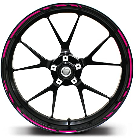 Felgenrandaufkleber Speed Design 12 Teilig Komplett-Set -Finest Folia passend für 17 Zoll & 16 18 19 Felgen Motorrad Auto Fahrrad MR002 (Neon Pink)