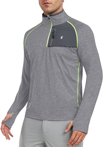 Little Donkey Andy Herren Langarmshirt 1/3 Zip Sportliches Traning Top Schnell Tracknendes Leichte Lauf Golf Wandern D-Grau L