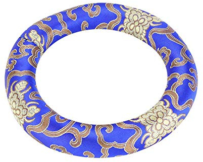 Dilwe Klangschale Kissen, 16cm Silk Brocade Round Meditation Klangschale Ringkissen für 7-10 Zoll Durchmesser Klangschalen(Blau), Spielzubehör