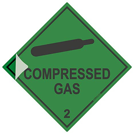 stika.co Premium Laminated Compressed Gas Hazard Warning Sign | COSHH Hazchem Diamond | Self-Adhesive Vinyl Sticker | 200 x 200mm