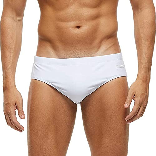 Arcweg Maillot de Bain Homme Slip Doublure avec Rembourré Souple Amovible Cordon de Serrage Réglable Confortable Blanc M(EU)