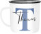 SpecialMe® Emaille-Tasse mit Namen Buchstabe Emaille-Becher Monogramm Initiale personalisierte Geschenke Namensaufdruck blau weiß-schwarz Emailletasse