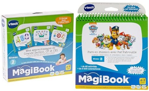VTech - Livre MagiBook - Mes apprentissages de Grande Section, CP & CE1 - Pack de 3 Livres, Livres éducatifs & Paw Patrol Magibook-La Pat' Patrouille, 480205