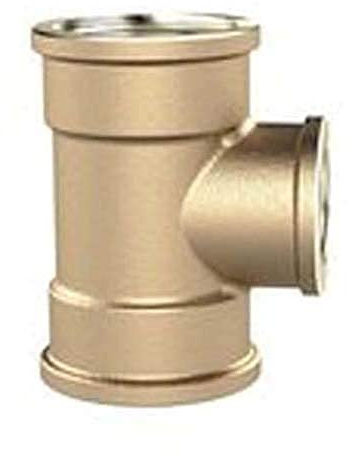 RIEGLER TRED101210MSIG Messing blank T-Reduzierstück, 3 x Innengewinde, 2 x G 1 Innengewinde, G 1/2 Gewinde Abgang, 16 bar Betriebsdruck