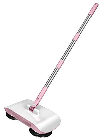 Tubayia Haushalt Kehrmaschine Besen 360 Grad Rotierende Reinigungsmaschine Staubsauger (Rosa)