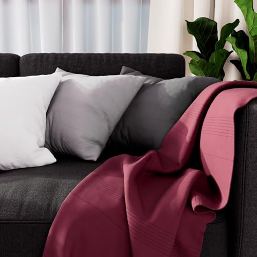 Soleil d'ocre, Adele Plaid, jeté de Fauteuil, Coton, Framboise, 140x200 cm