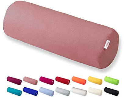 beties Basic Nackenrollenbezug ca. 15x40 cm Kissenhülle 100% Baumwolle in vielen fröhlichen Uni-Farben (rosenquarz)