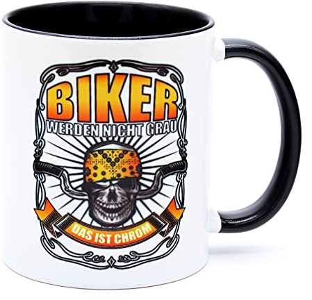 Biker werden nicht Grau Das ist Chrom Kaffee Tasse Becher mit Spruch Geburtstag Geschenk für Motorradfahrer Männer Artikel Idee Zubehör Ausrüstung Accessoires Herren Mann Motorrad Chopper zum 40 50 60
