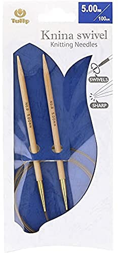 Tulip KS-1000500 Stricknadeln, Bamboo, Beige, 100 cm x 5 mm