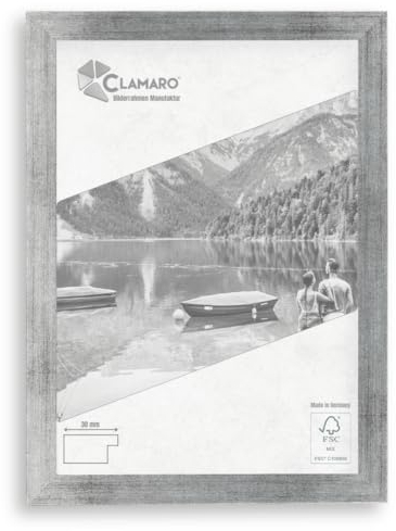 Clamaro 'COLLAGE' cadre photo 50x60 fabriqué à la main sur mesure | Argent brossé | Cadre moderne en MDF, avec verre acrylique, fond et suspension