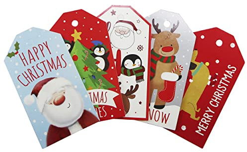 Eurowrap Gift Tags Christmas Xmas Pack of 40, 5 Assorted Designs, Cute Designs
