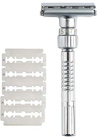 Uinfhyknd Rasierer Öffnung Verdreht eine T-Form Radikale Einstellung ein 9 Geschwindigkeit Frontrasierer Unisex 5 Klingen und Aufbewahrungsbox, ohne Sockel