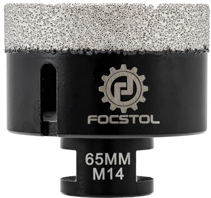 FOCSTOL Brocas Diamante - 65mm Corona Diamante para Porcelanico Baldosa Cerámica Mármol Granito Cuarzo para M14 Rosca Amoladora Angular